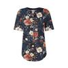 Short Sleeve Womens Tops Summer T-Shirts Floral Print V Neck Casual Basic Tee Button Shirts Tunic Tops