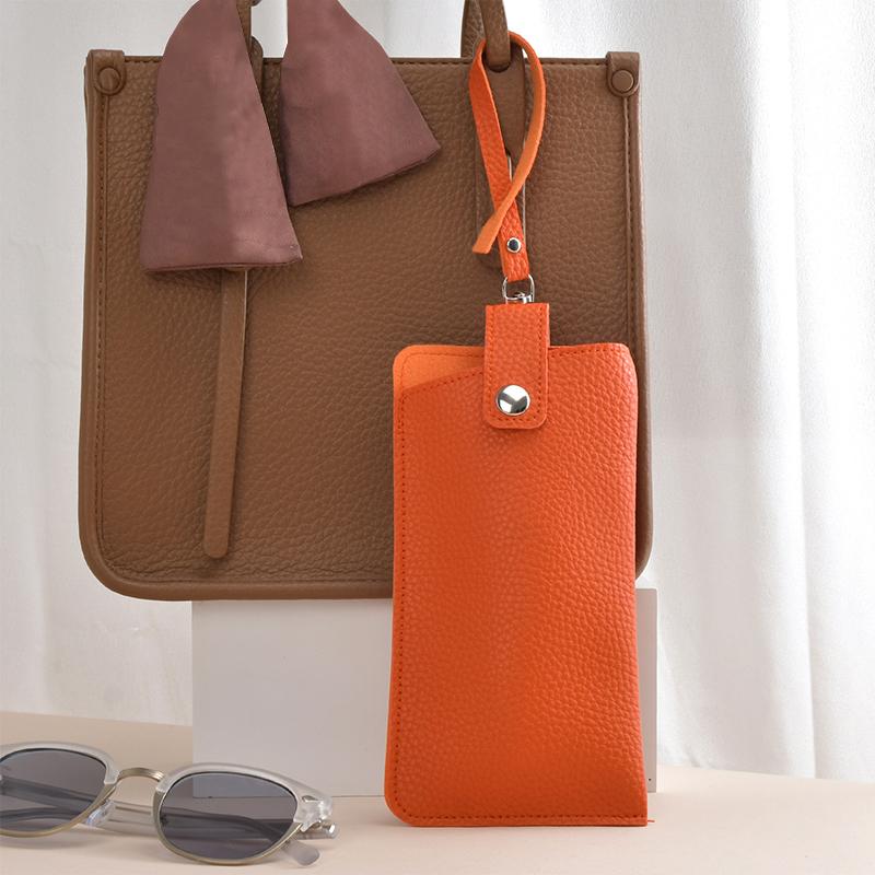 Luxury Women'S Eyeglass Case Leather Soft Holder Pocket Cases Slim Travel Pouch For Sunglasses Eyeglasses Eyewear With Lanyard