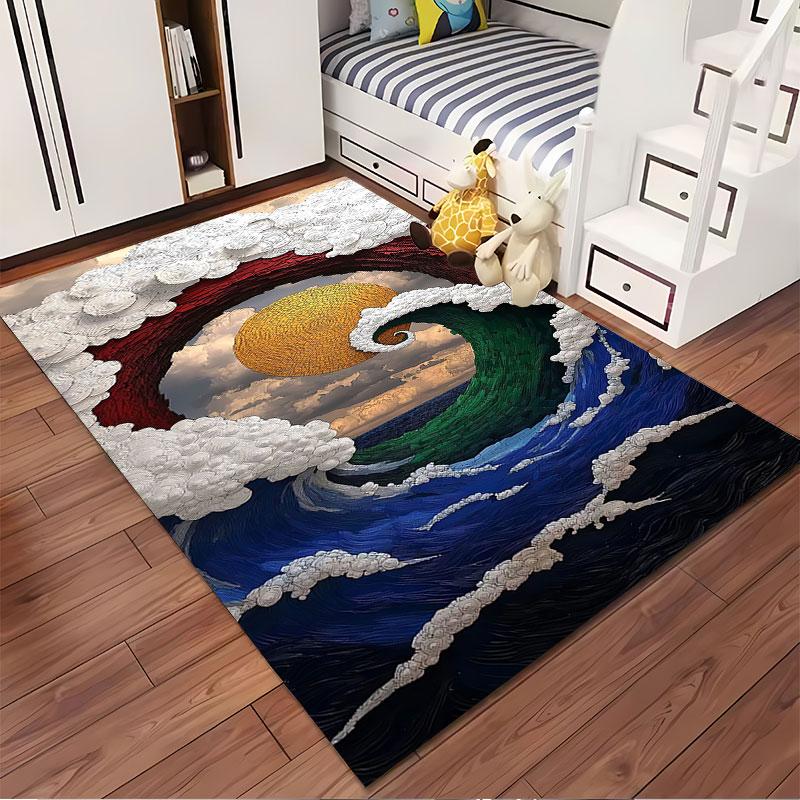 Abstract Ocean and Sun Carpet suitable as a non-slip mat for the living room or bedroom sofa