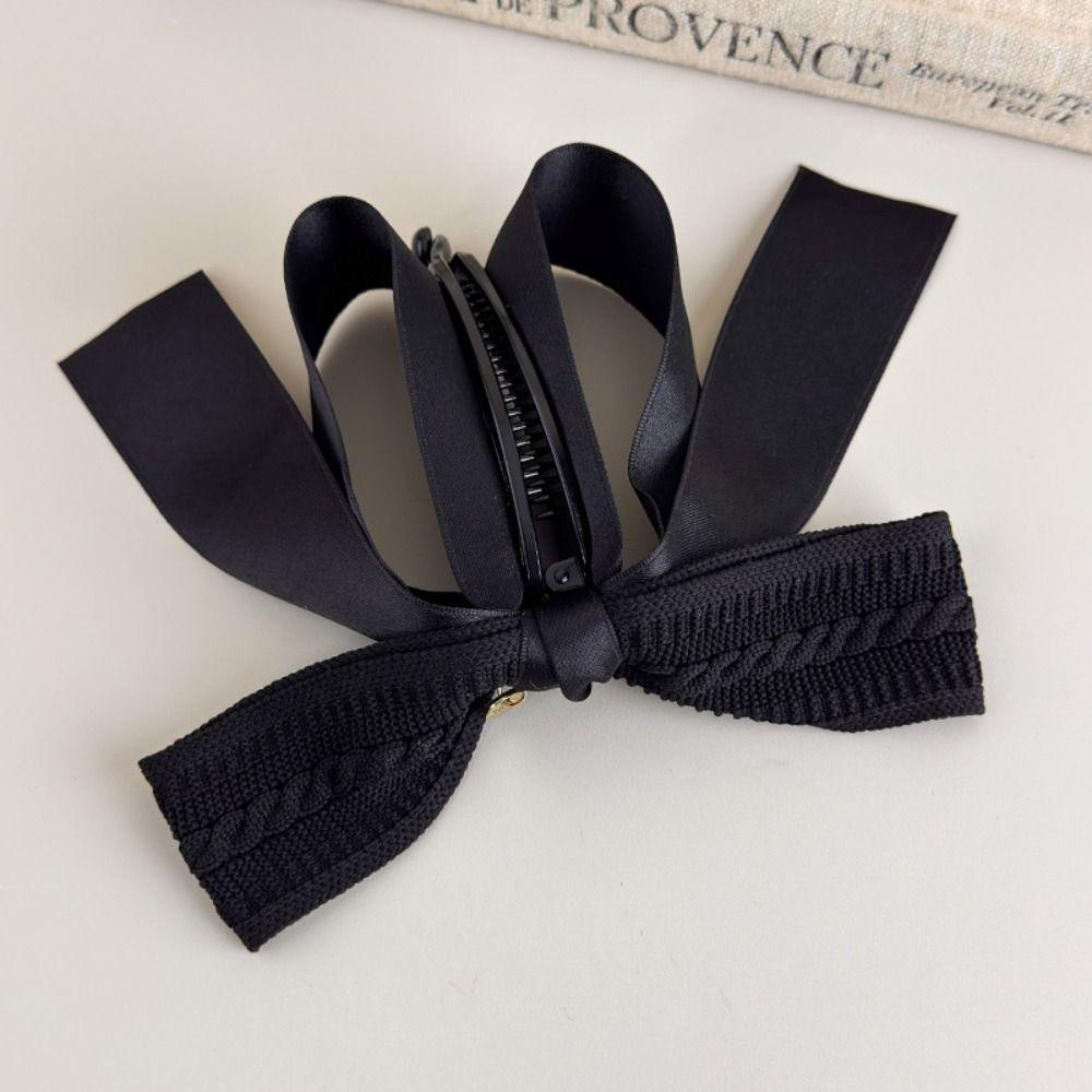 Fabric Bowknot Ribbon Hair Clip Large Size Hairpin Personalized Knitted Bow Banana Clip  Girl