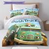 Trash Truck Pattern Bedding,Quilt Set Quilt Cover Pillowcase Home Birthday Gift(1 * duvet cover + 2 * pillowcase, without core)