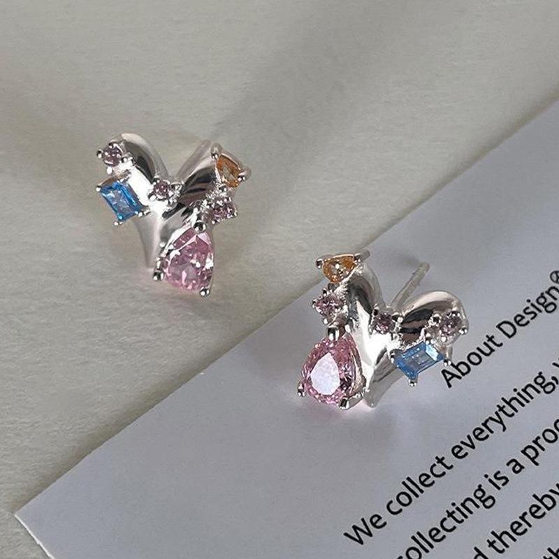 Серьги с кисточками из розового циркона в форме сердца и звезды, модные темпераментные женские серьги Y2K с бантом, индивидуальное очарование, вечерние ювелирные изделия, подарок