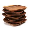 2Pcs Square Wooden Plates 6.5 Inch Acacia Wood Dinner Dish Plate Cake Dessert Plate Fruit Snack Serving Tray Kitchen Tableware