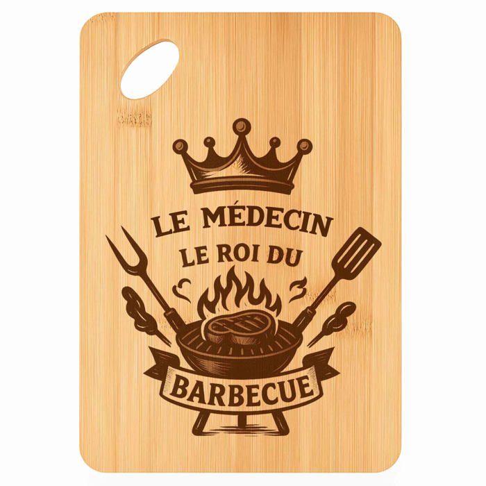 Planche à découper / Plateau apéro - PLANETEE - Le Médecin Roi du Barbecue - Bambou - 30 x 20 x 1 cm - Trou Ø24 mm