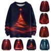 Ladies' Fashionable Casual Long Sleeved Christmas Printed Round Neck Knitted Yarn