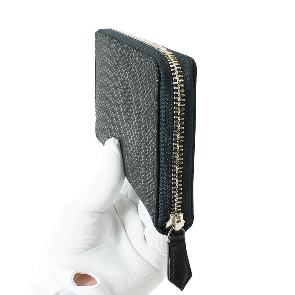 Inden Long Bundle Round Black Background x Black Gourd Pattern [Indenya] Кошелек, Кошелек, Y, Молния, Оленья кожа, Лак, 2111-01-007