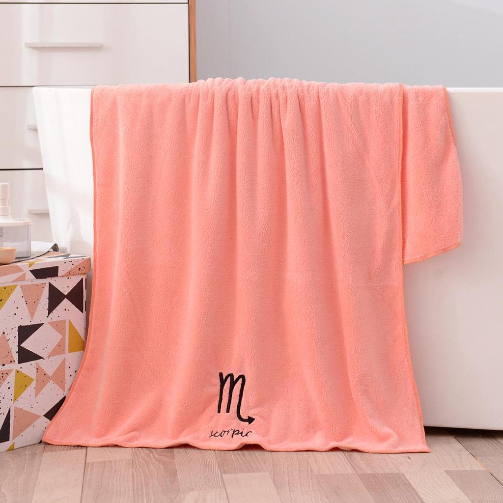 Soft Coral Fleece Twelve Constellations Bath Towel Set - Absorbent & Thick for Couples