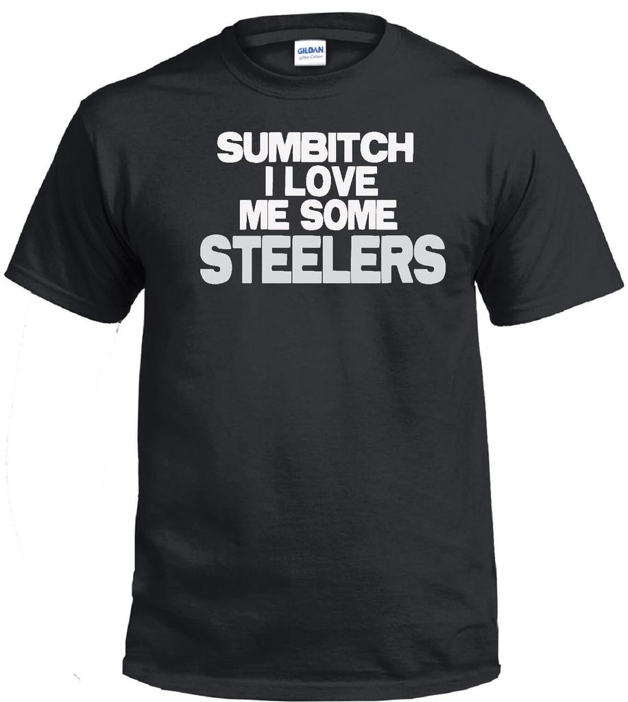 STEELERS "SUMBITCH" FOOTBALL FAN JERSEY BLACK T-shirt Tops Tees Unisex