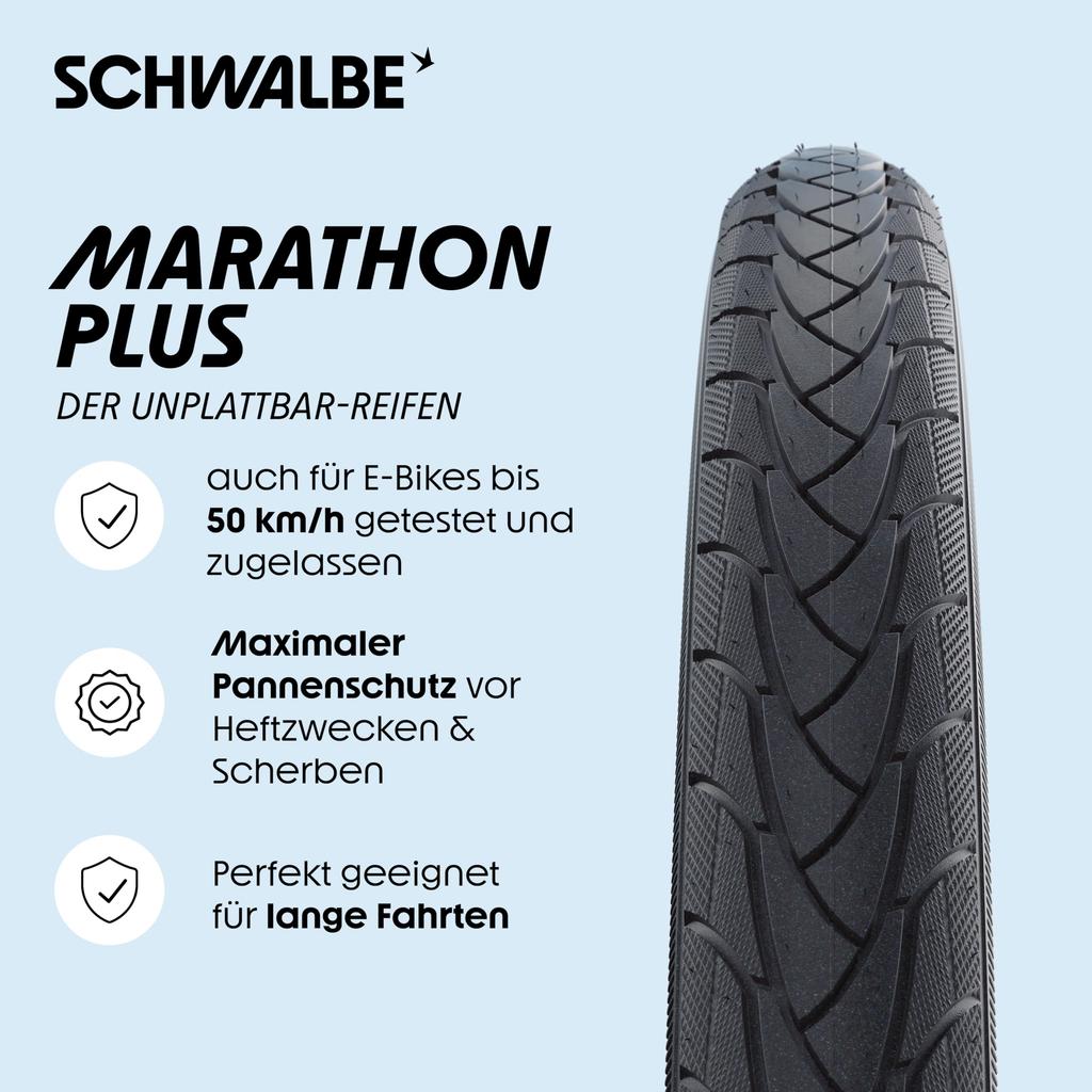 SCHWALBE Marathon Plus 27.5x1.50 Clincher Tire for Touring, City Riding, and More