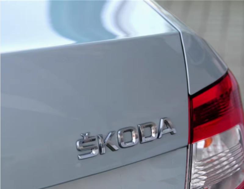 qhnkr5 1pcs 3D ABS high quality silver/black car Letter Emblem Rear tail trunk Decals badge sticker Decal styling For Skoda