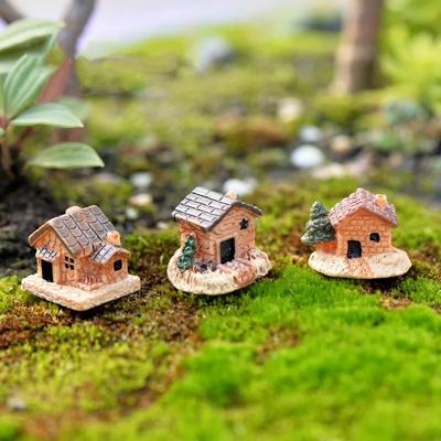 Микропейзаж Сказочный садовый домик Мини-фигурка для кукольного домика Каменный домик Садовый орнамент Миниатюрное украшение для дома Смола