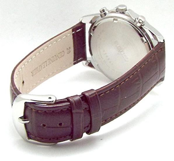 Seiko Часы-хронограф SND367P1-DB Черный циферблат Коричневый кожаный ремешок
