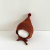 Cute Baby Winter Ear Protection Cap Solid Color Pompom Knitted Lacing Hat Windproof Warm Infant Toddler Earmuffs Beanie