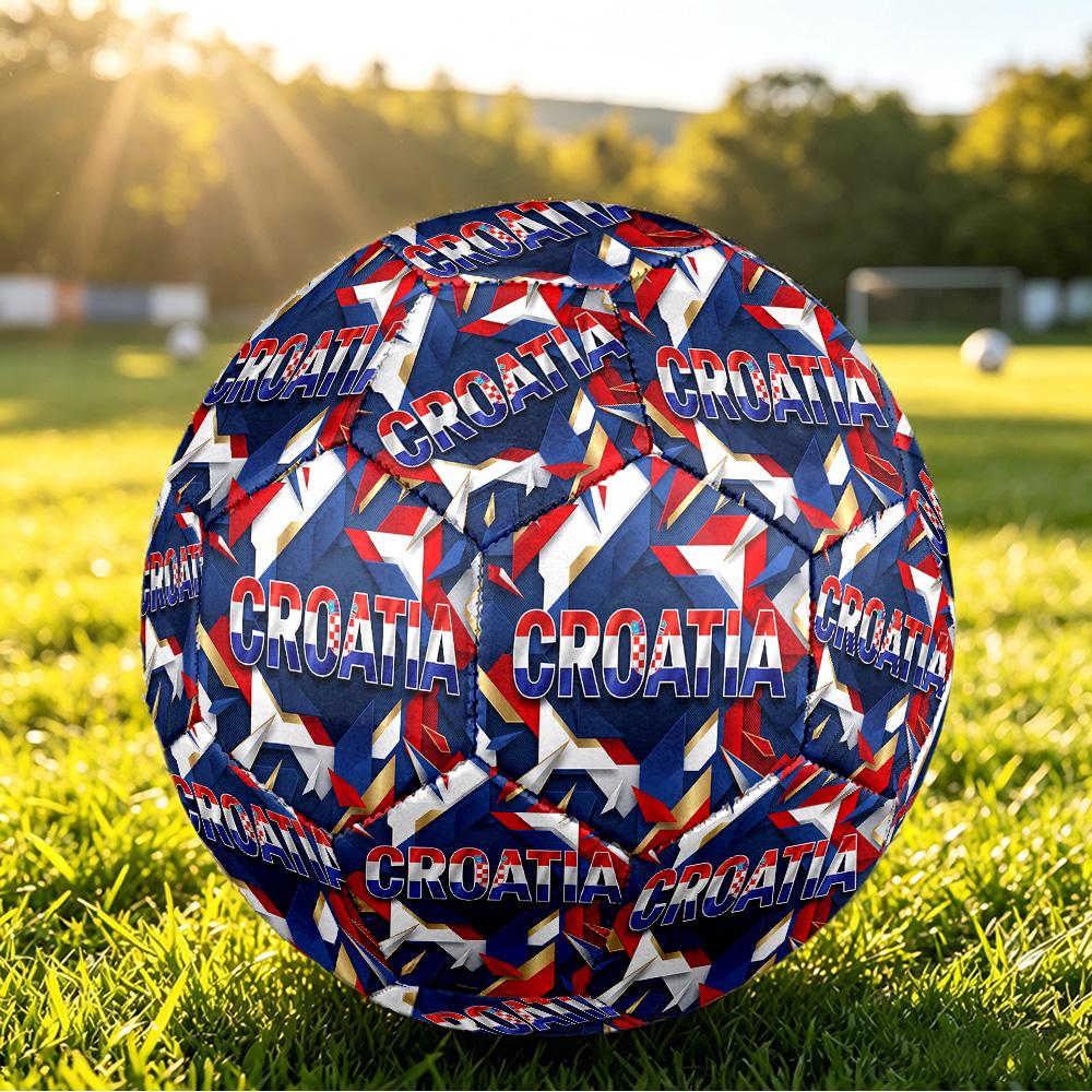 Croatia Football Printed Size 5 Soccer Ball Wear Resistant Standard Adult Training Football Fan Gift for Indoor Outdoor Match Sports