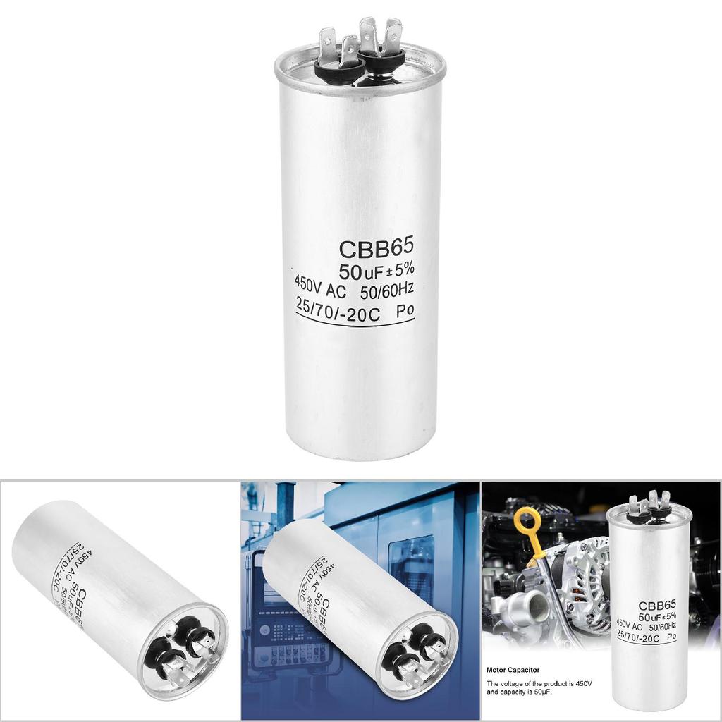 CBB65 450V 50UF Униполярный электролитический конденсатор для запуска двигателя с конденсатором для кондиционирования воздуха