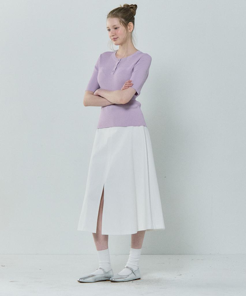 BASIC HOUSE Women'S Rayon Ribbed Short Sleeve Sweater Lavender Lzkt3204