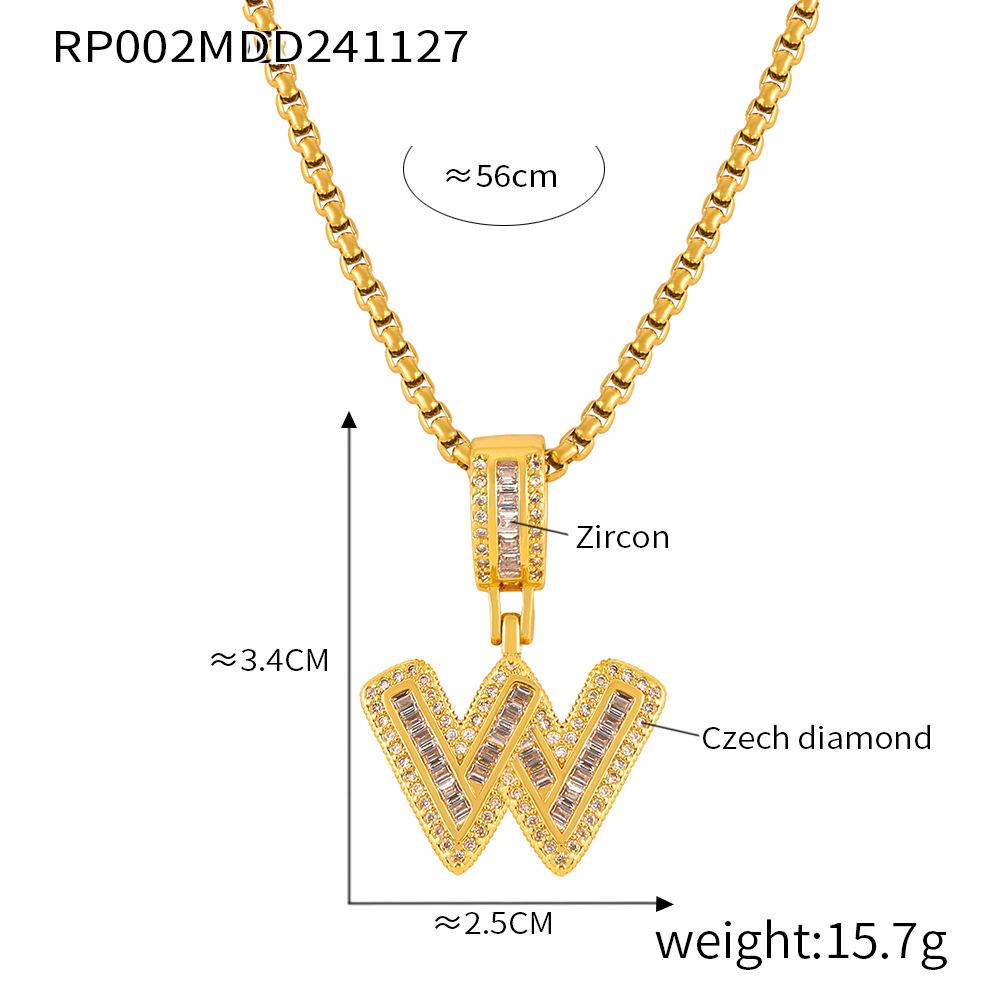 Fashionable New Zircon Letter Pendant Necklace 26 A-Z Initials for Names Color-Retaining, In-Stock