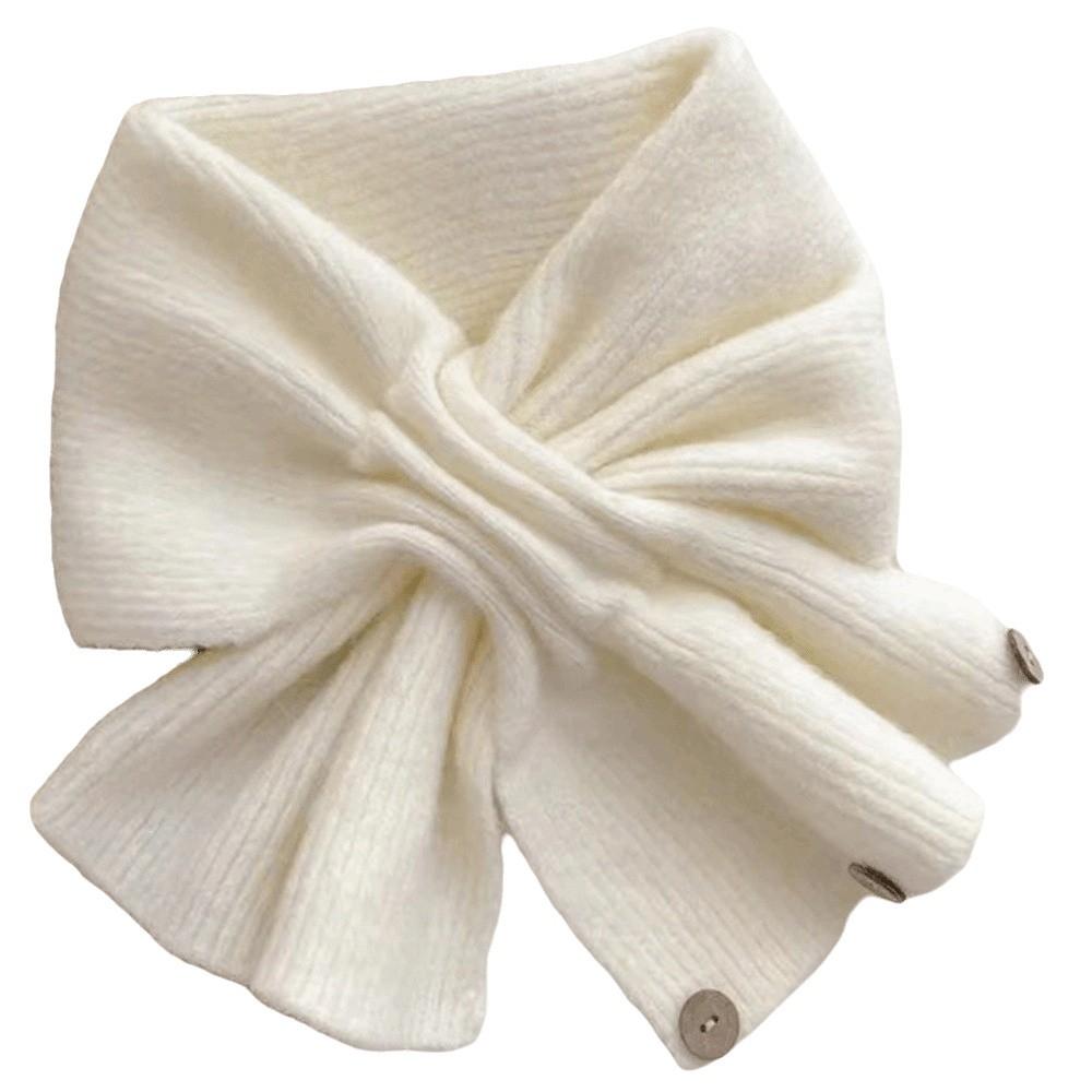 Thickened Short Knit Neckerchief Adjustable Fit Crossed Button Muffler Students