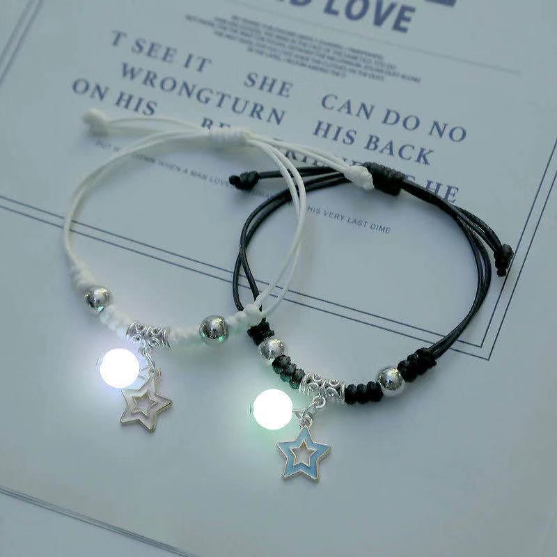 Glow in the Dark Star Butterfly Couples Bracelet For Lover Star Heart Pendant Adjustable Bracelet Friendship Love Jewelry Gift