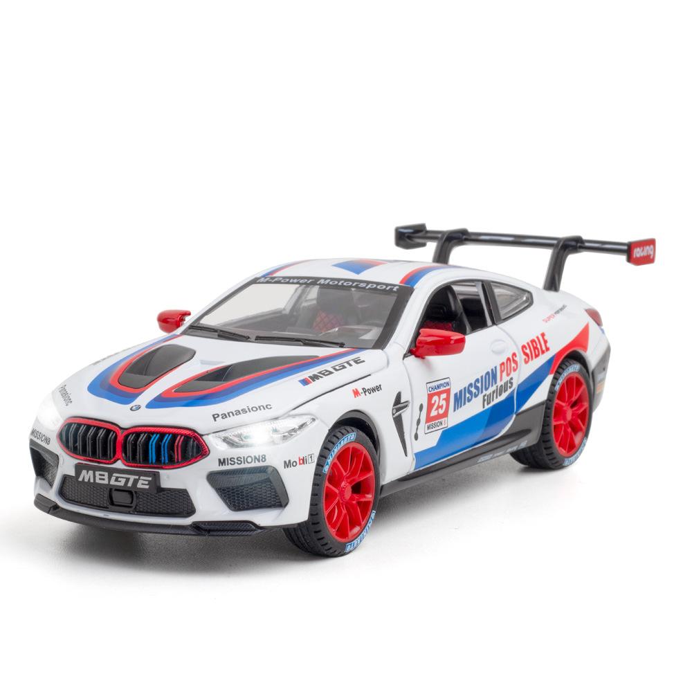 1/24 Scale M8 GTE Racing Diecast Car Model Toy, Pull Back Toy Vehicle with Sound and Light for Kids Toddler Boys Girls Gift Collection