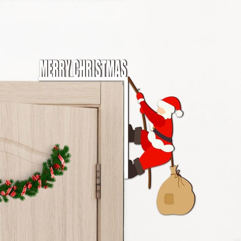 Wooden Santa Theme Door Frame Decoration Hand Painted Christmas Decorations 2pcs