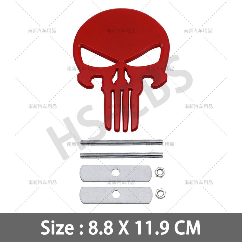 1 Pc Big Size 3D Metal Skull Totem Grill Emblem Punisher Skull Badge Front Hood Stickers Universal Car Body Decoration Stickers