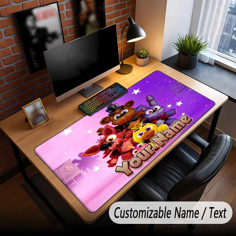 Custom Name Text Big Mouse Pad,Five Nights at Freddy’s Soft Non Slip Extended Desk Mat For Home Office