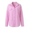 1116 European and American pink striped polyester cotton long-sleeved shirt women's design sense loose casual temperament versatile top
