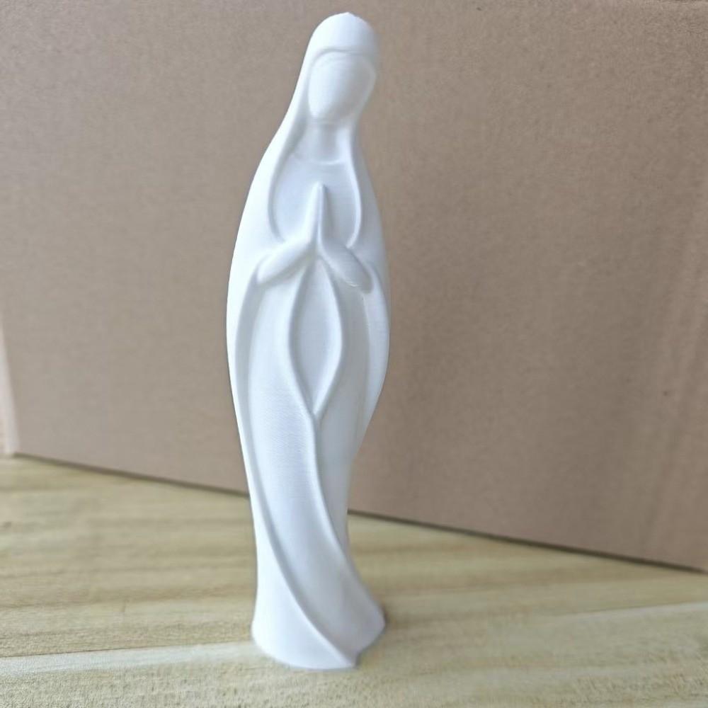 3D Printed Praying Virgin Mary Statue Minimalist Virgin Mary Desktop Sculpture Religious Setting