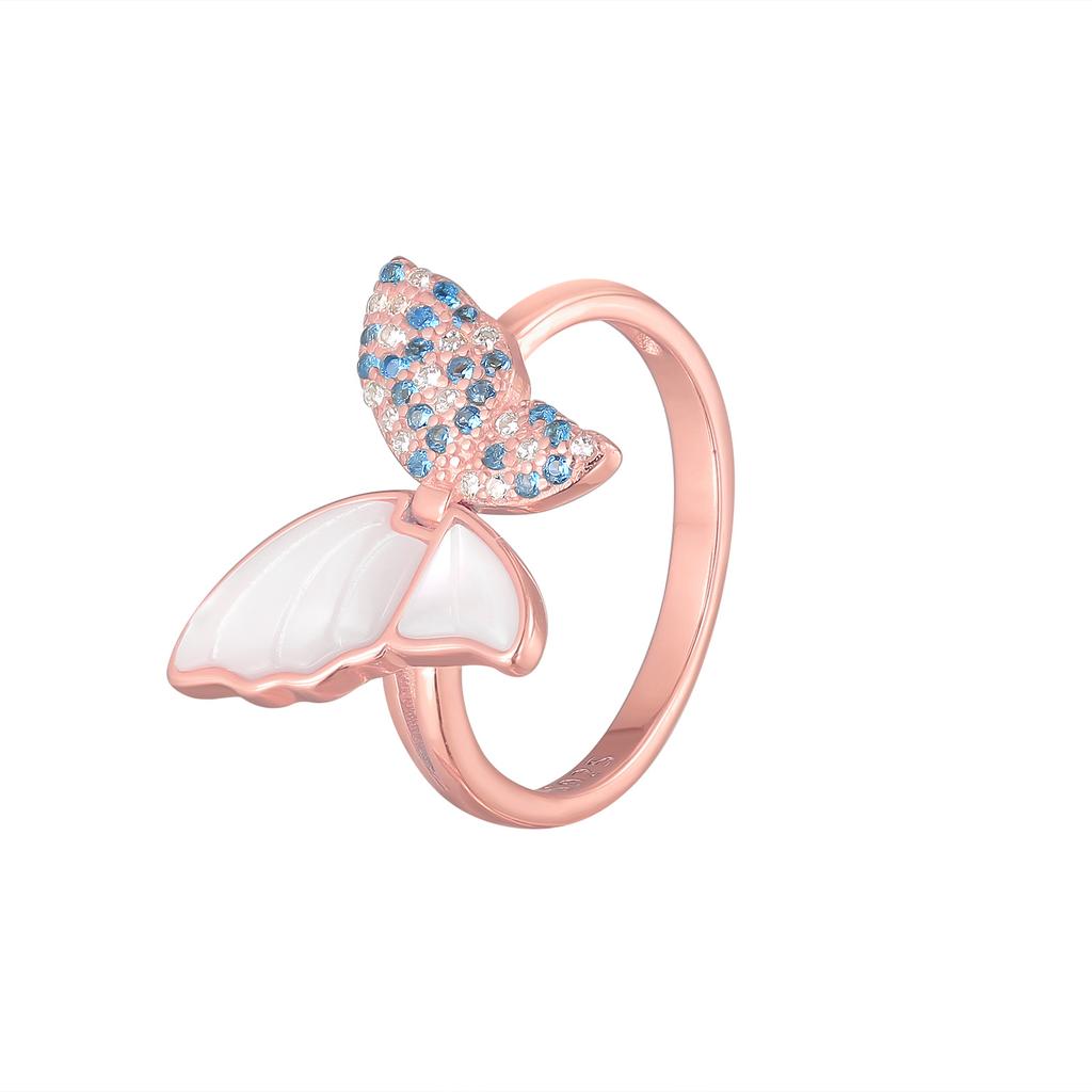 Кольцо S925 Silver Fritillary Butterfly Living Ring для женщин Guochao Light Luxury Ring Temperament Jewelry Gift to Valentine's Day For Girl