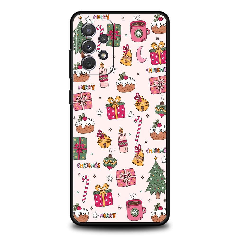 Чехол для телефона Samsung A15 A13 A35 A55 A51 A71 A41 A31 A21S A03S A05 A17 A23 A25 A33 A53 A73 5G A07 4G Cover Мультяшный Рождественский