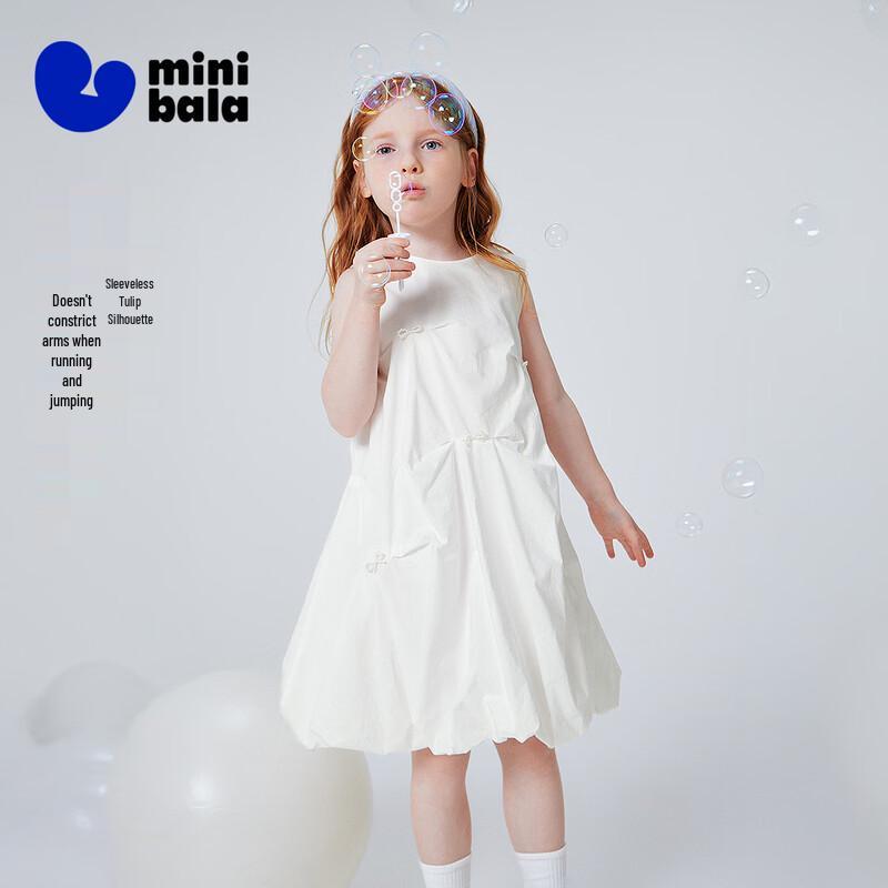 Детское платье-жилет Minibala из чистого хлопка с бантом, А-силуэта