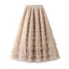 Spring and Autumn Women's Mesh Cake Halter Skirt Women's Skirt Fairy Saree Pleated Long Skirt