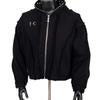 Distressed Oversized Hooded Zip-Up Sweatshirt Streetwear Loose Fit Cotton Pullover Men Fall