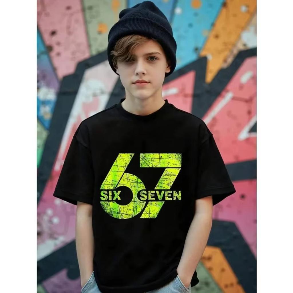 Kids 67 Themed Colorful Print TShirt Soft Cotton Fabric Breathable and Comfortable Ideal for Toddlers and Childrendf0366