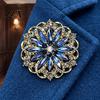 Decorative Alloy Jewelry Hollow Rhinestone Flower Brooch, Vintage Floral Lapel Pin for Shirt Collar Clip Women, Bling Badge Clothing Accessories