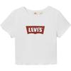Levis Повседневная Универсальная Приталенная Футболка с Логотипом в Рубчик с Круглым Вырезом и Коротким Рукавом Женские Футболки Белый 003SN-0000