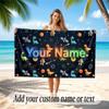 Astronaut Space Theme Quick Dry Beach Towel Custom Name Text Print Large Sand Resistant Towel Beach Vacation
