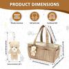 Travel Portable Mommy Bag Foldable Baby Diaper Caddy Organizer with Handle and Bear Charm Corduroy Newborn Diaper Storage Basket