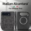 For IPhone Duo 100% Real Magnetic Case with MagSafe Supercar Same Suede Luxury Leather Cover for IPhone Duo
