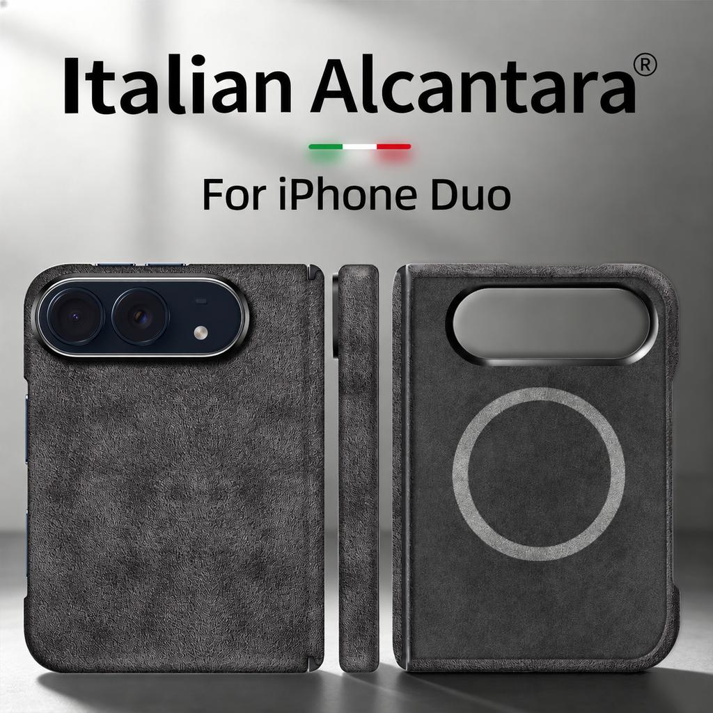 For IPhone Duo 100% Real Magnetic Case with MagSafe Supercar Same Suede Luxury Leather Cover for IPhone Duo