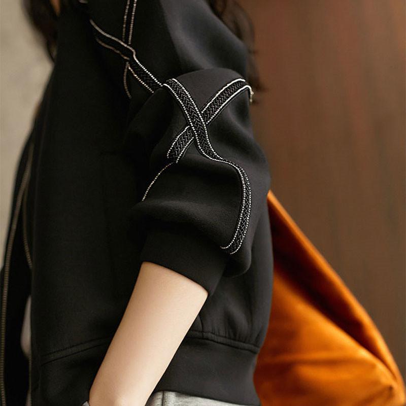 Повседневные черные женские куртки-бомберы, корейская мода, оверсайз, весна-осень, Chaquetas, бейсбольная укороченная верхняя одежда с длинными рукавами