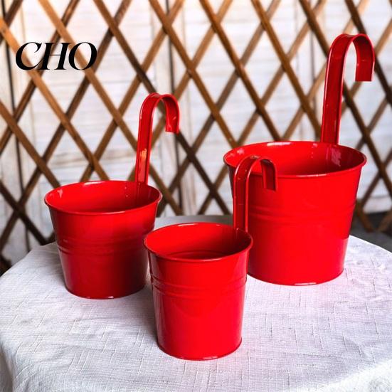 Durable Flower Containers Hanging Metal Planter Flowerpot with Detachable Hook Drain Hole Railing Plant Pot for Balcony Garden Fence Farmhouse