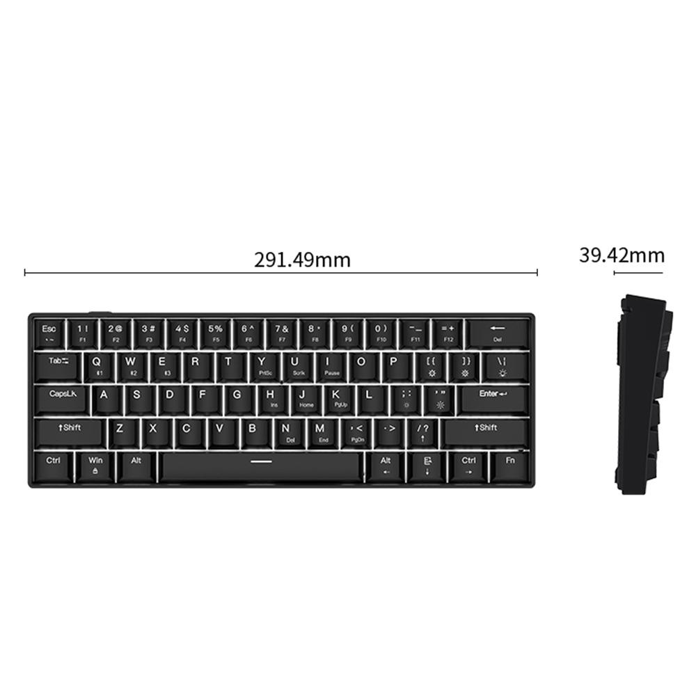 OUTEMU USB Wired 61 key Mechanical Keyboard LED Backlit Supports hot swap Blue Switch   Red Switch
