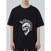 Black T-Shirt with Skull and Mohawk Print for Casual Wear