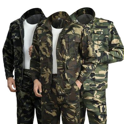 1 комплект, мужская куртка, брюки, камуфляжный принт, несколько карманов, комплект из двух предметов, грязеотталкивающая рабочая одежда с защитой от царапин, костюм для ремонтников