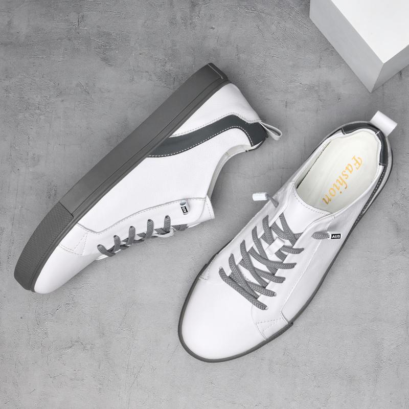 Men'S Shoes Spring Autumn Newest Genuine Leather Fashion Man Casual Soft Sole Shoes British Trend All-Match Skateboard Sneakers Men
