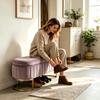 Velvet Bed Bench with Storage 130 cm - Golden Metal Feet - Upholstered Bench Storage Chest for Bedroom Hallway Living Room