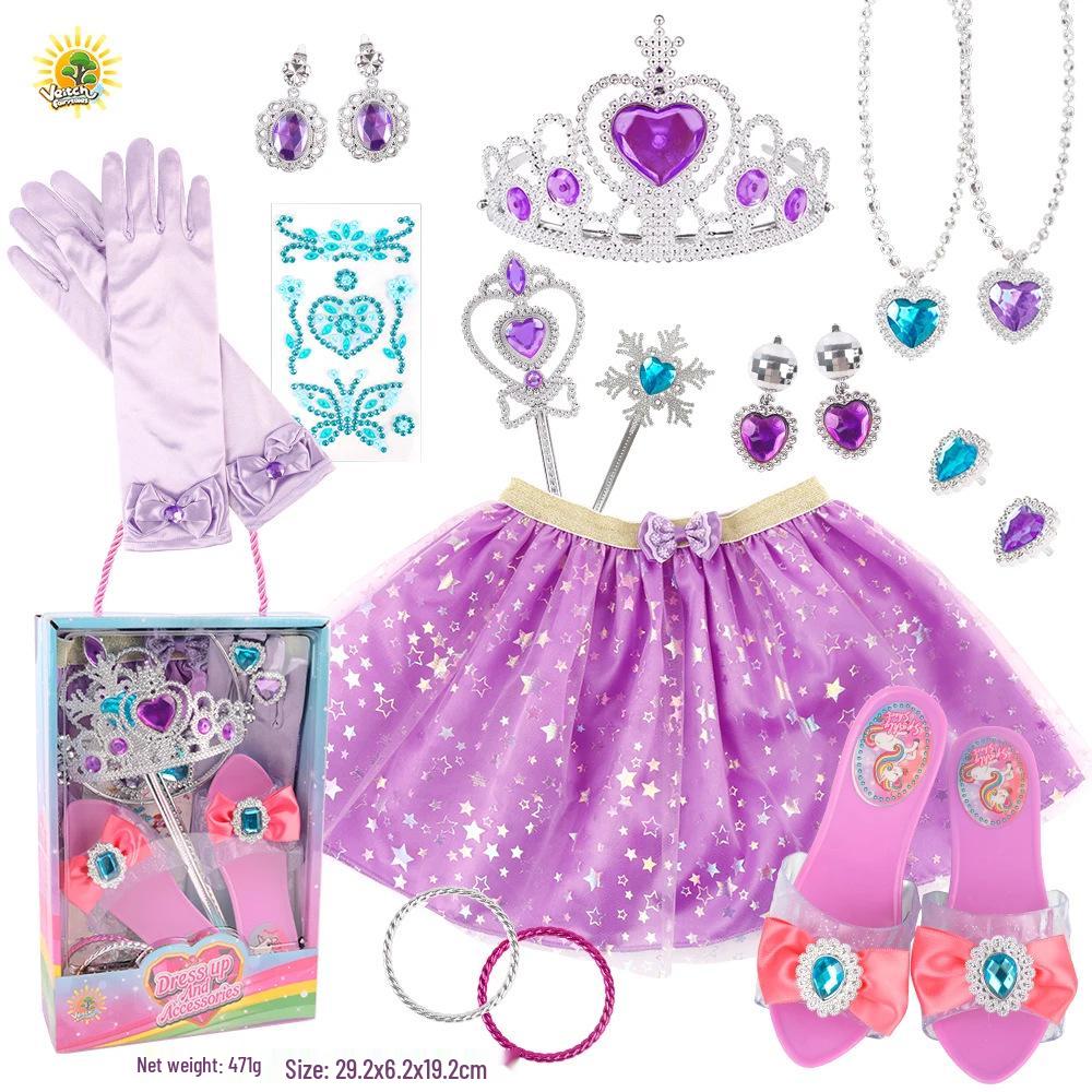Cross-border Rainbow Sequin Tutu Dress Set with Wings & Fairy Wand for Girls' Playhouse and Performances