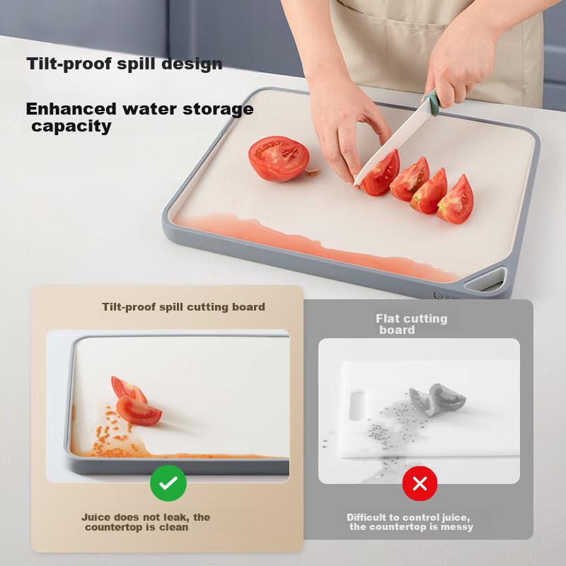 JD Original Cutting Board Chopping Block Food-Grade Household Use [Double-Sided Anti-Spill Groove] 40*28.5*2.35cm